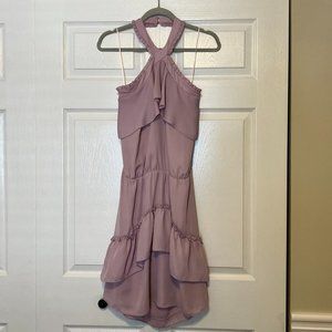 Parker Lavender Halter Ruffled Dress